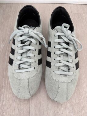 adidas Tokyo Wonder Silver Suede Sneakers with Black Stripes